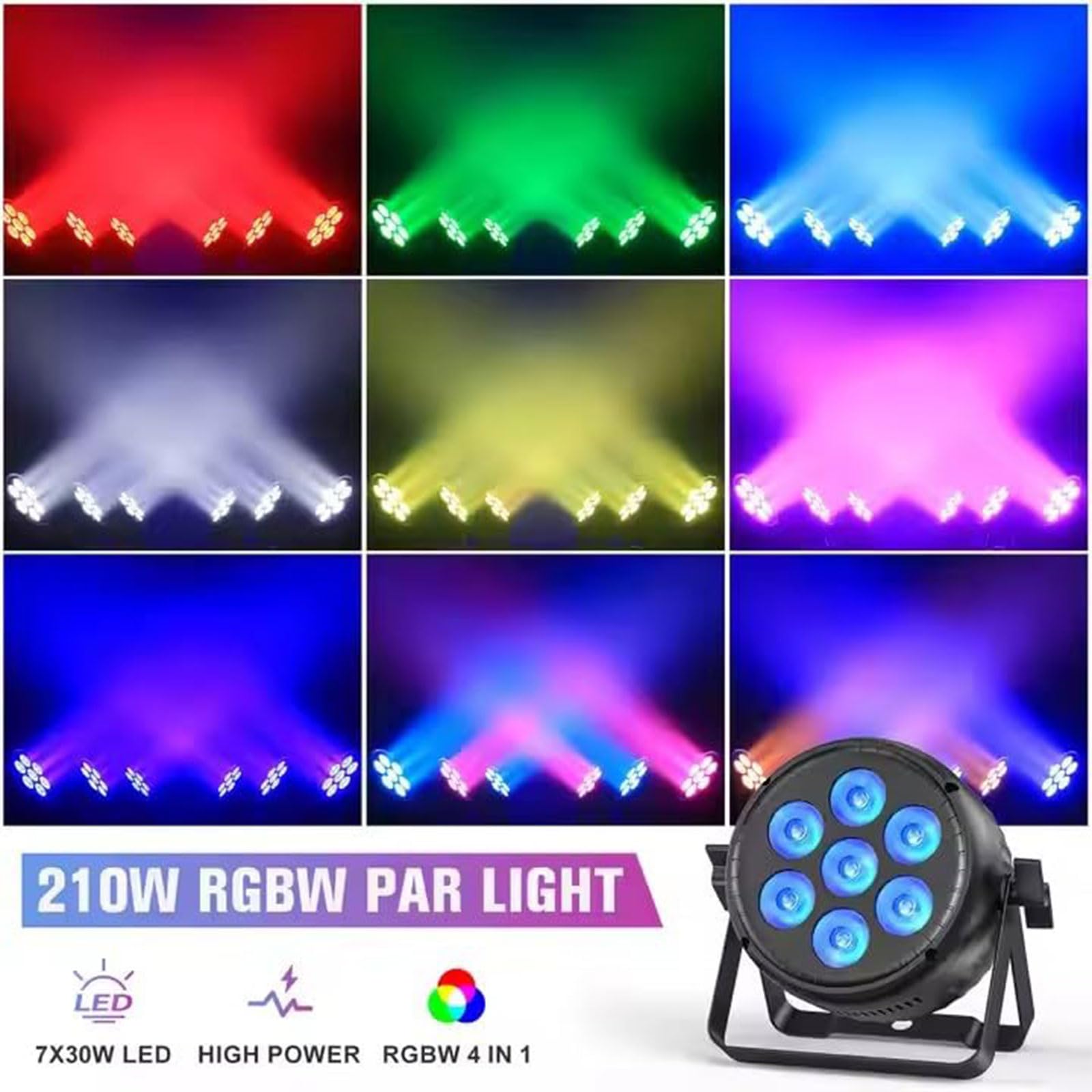 Lampa Sceniczna Led 7*30W, Reflektor Sceniczny Led 4 W 1 Z Dmx512, Sterowanie 4/8 Kanałami I 4 Trybami Sterowania, Oświetlenie Dyskotekowe Na Imprezy, Dj, Wesele, Klub, Koncert, Pokazy Barowe 7*30W