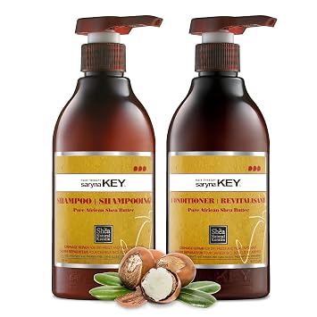 Saryna Key Damage Repair Shampoo And Conditioner Set With Shea Butter, Sulfate Free Moisturizing Hair Care For Dry, Damaged, Brittle Hair, Hydrating And Smoothing Formula 2 Pack, 500 ml