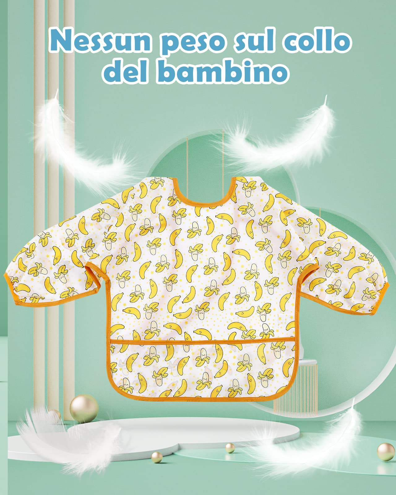 Lictin 5 Pezzi Bavaglino a Manica Lunga - Bavaglino Impermeabile Unisex per Bambini Piccoli bambino (Multicolore8, 0-2 anni)