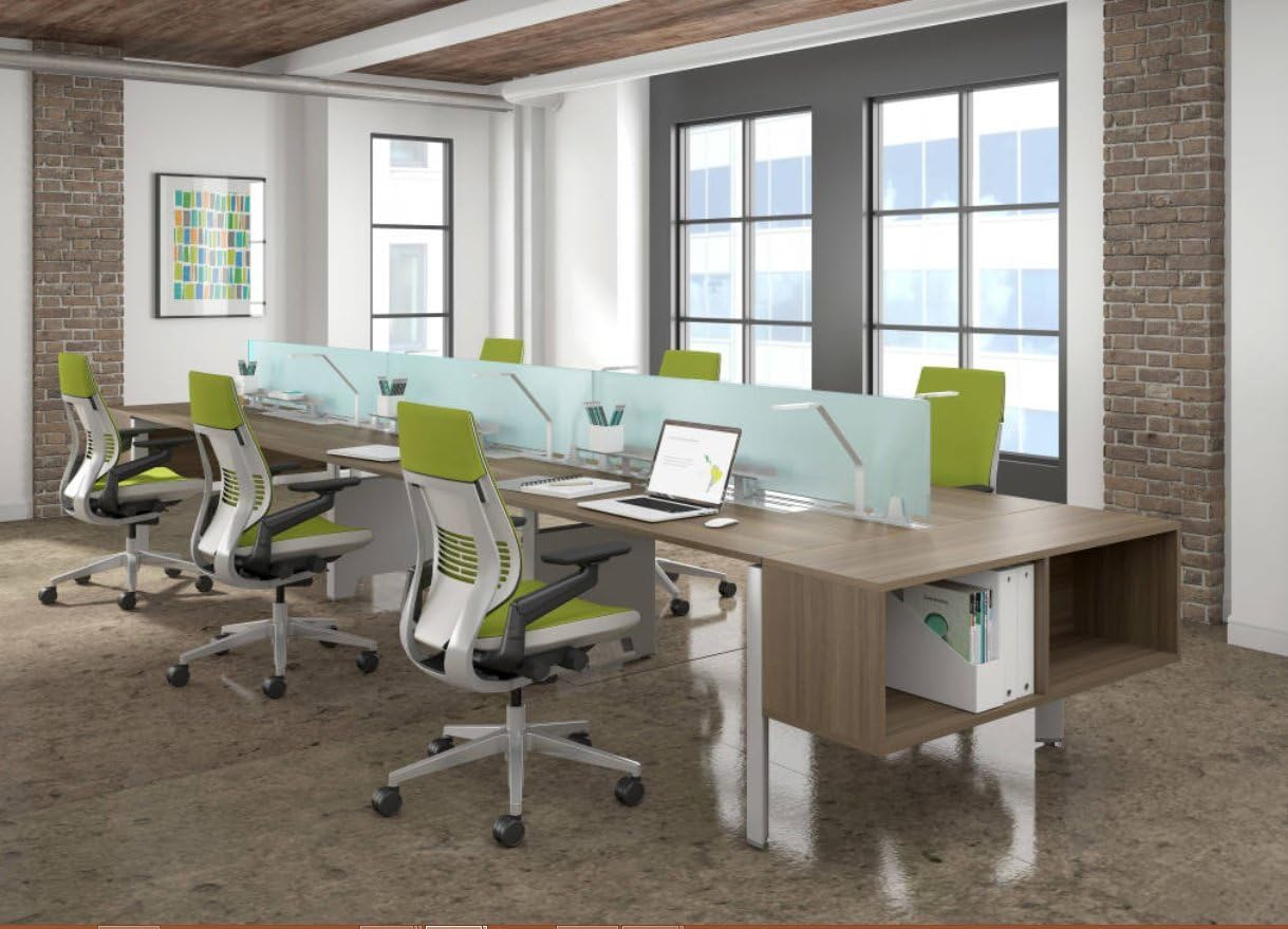 Steelcase Gesture Task Chair: Shell Back - Platinum Metallic Frame/Base/Seagull Accent - Adjustable Lumbar Support - Roll Control Hard Floor Casters