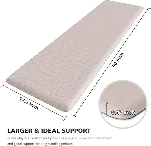 Vista 181 de HappyTrends - Tapete acolchado antifatiga y antideslizante, 17.3 x 28 pulgadas, grueso, resistente, impermeable, ergonómico, cómodo, para cocina