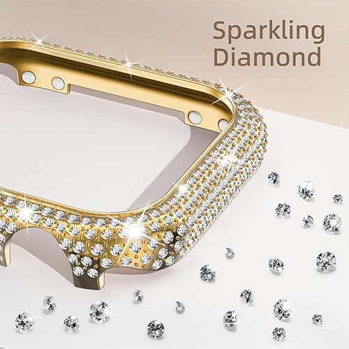 Miniatura 2 de Missair Bling Funda compatible con Apple Watch Series 6, 5, 4 SE, con purpurina y marco de diamante de acero inoxidable para mujer, cubierta