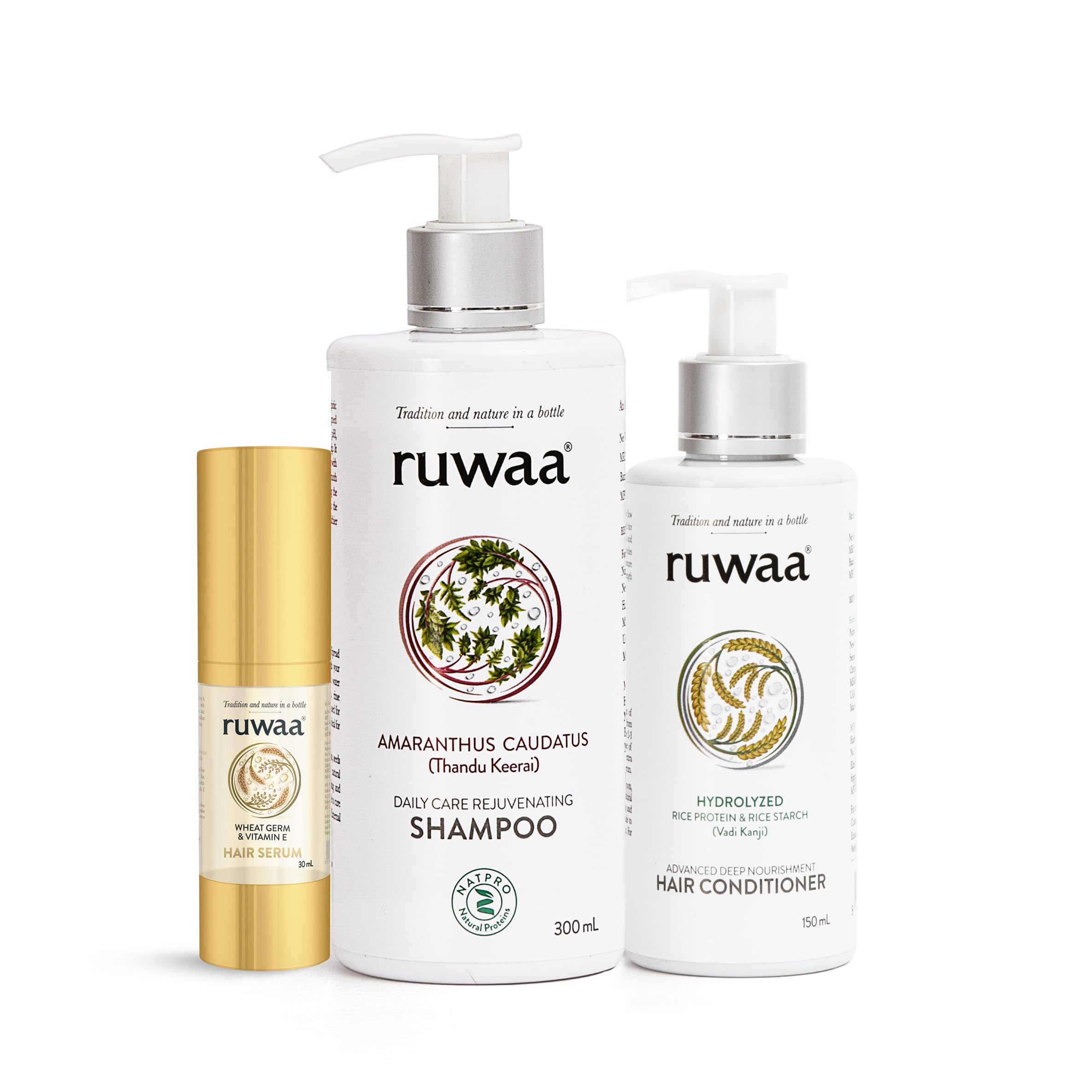 Ruwaa Ultimate Hair Care Trio Kit - Shampoo 300ml + Conditioner 150ml + Serum 30ml