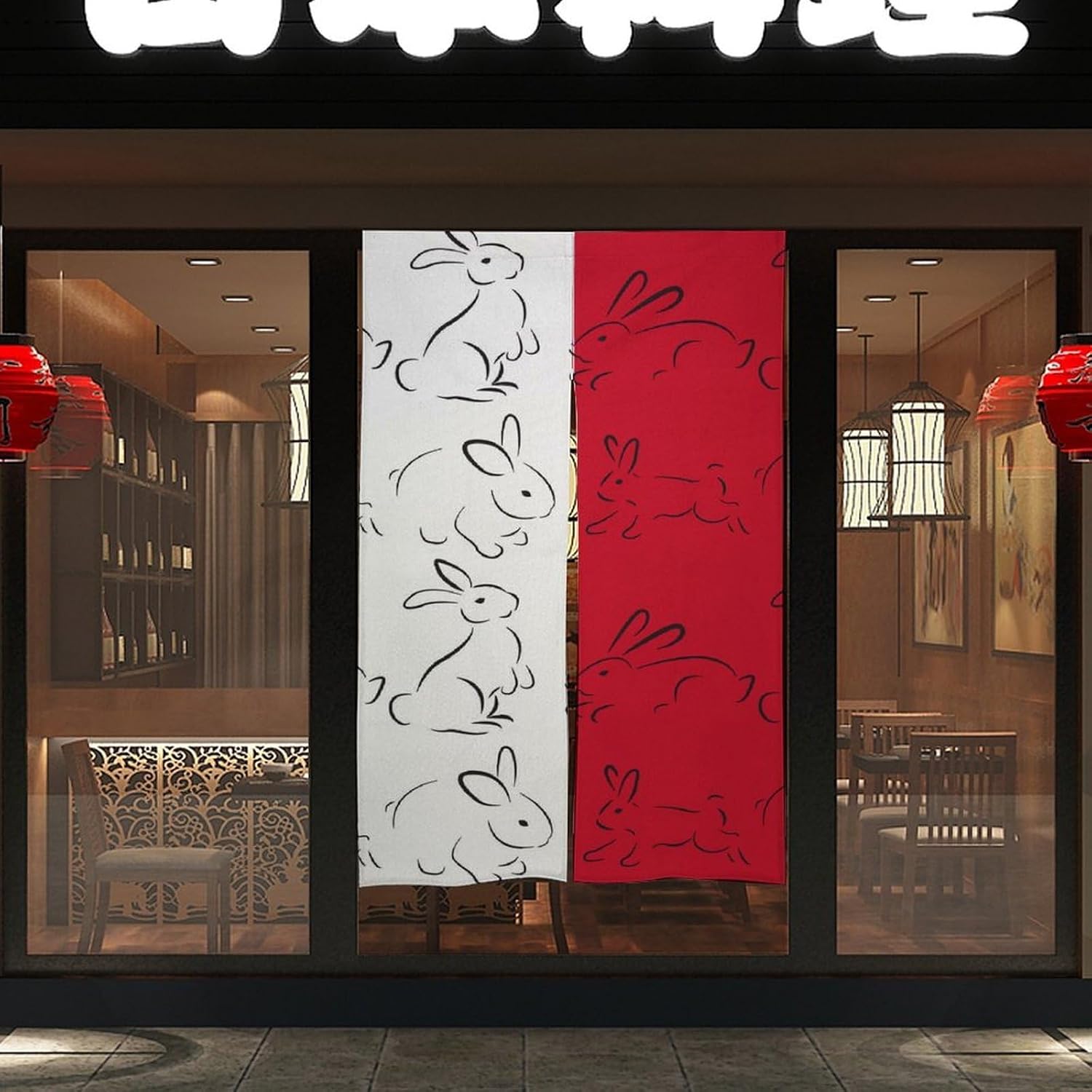 Malta Bunny Flag Doorway Curtain Insulated Room Divider Drapes | white linen,privacy curtains