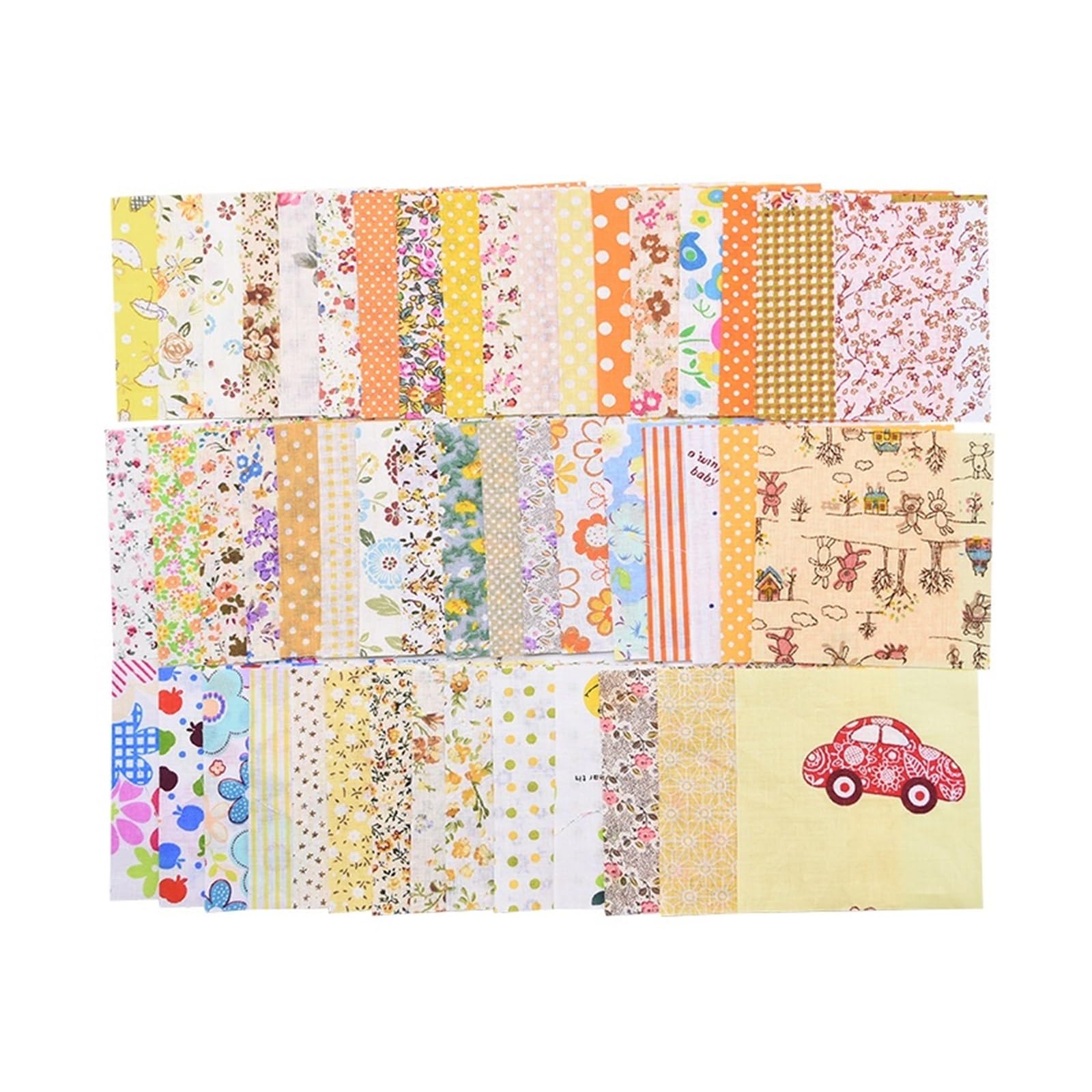 Telas Para Patchwork 50 Uds. De tela de algodón de 10x10cm, diferentes flores estampadas, hecho a mano, acolchado, tela de costura artesanal(B01-50PCS)