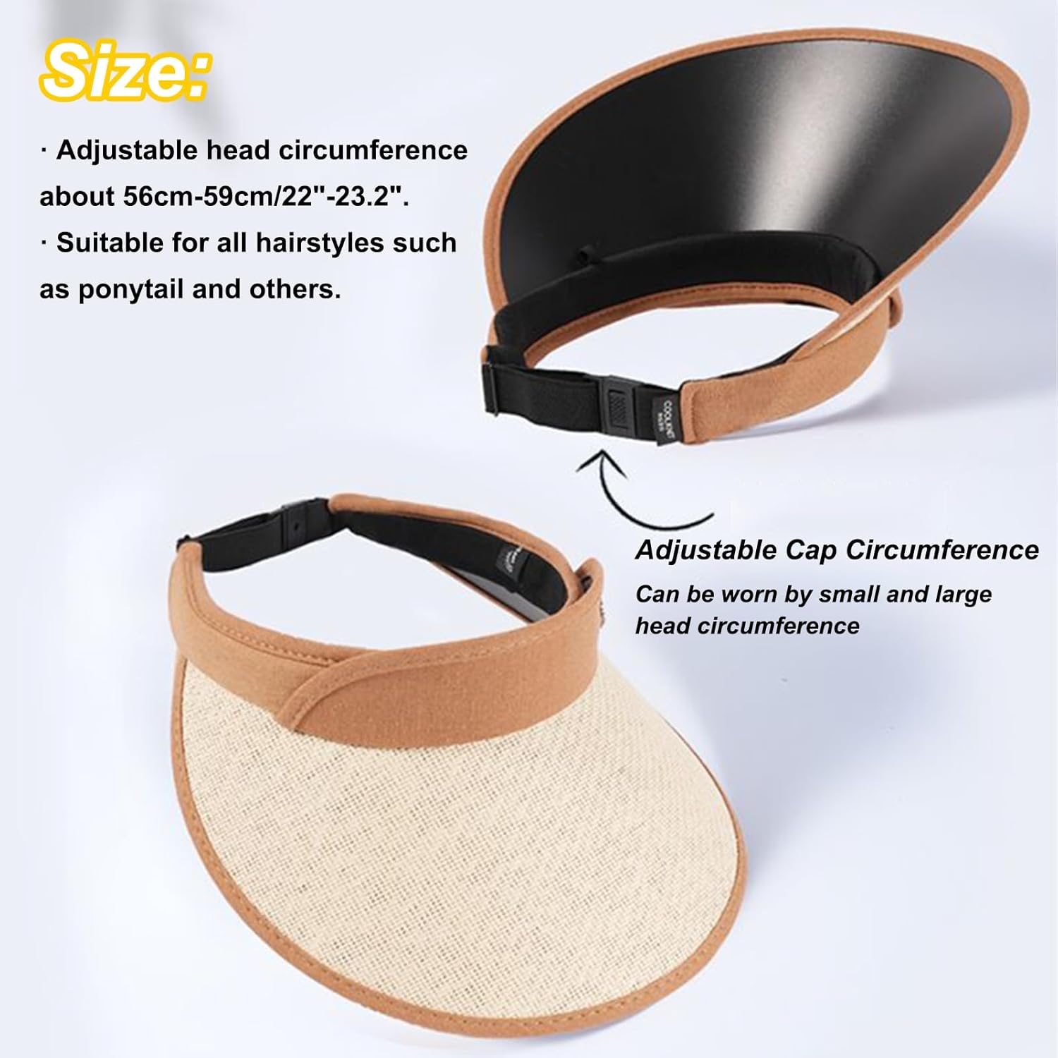 MULIMU 3 Pcs Sun Visor Hat for Women Summer UV Protection UPF 50+ Wide Brim Ponytail Beach Cap Korean Style Golf Cap Sun Visors Black - Image 2