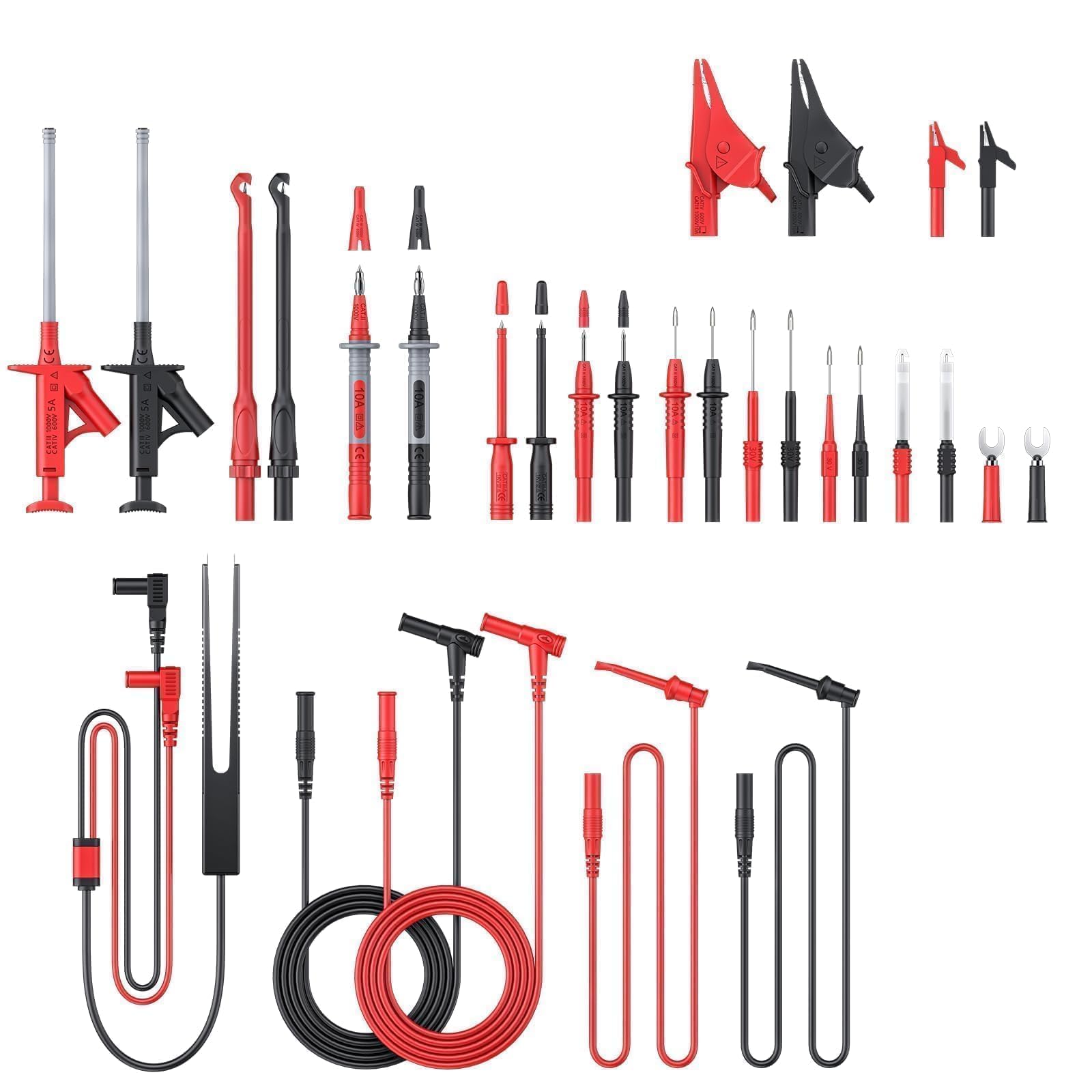 Kit puntali multimetro 27PCS, cavi digitali, sonde perforazione, morsetti coccodrillo gancio pinzette