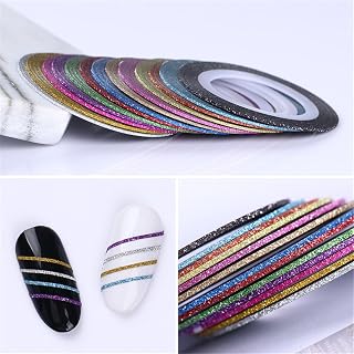 BORN PRETTY 13 Rolls Nail Art Glitter Nail Striping Tape Line 1mm Multi-color Matte Effect trim Adhesive Stickers Decoration