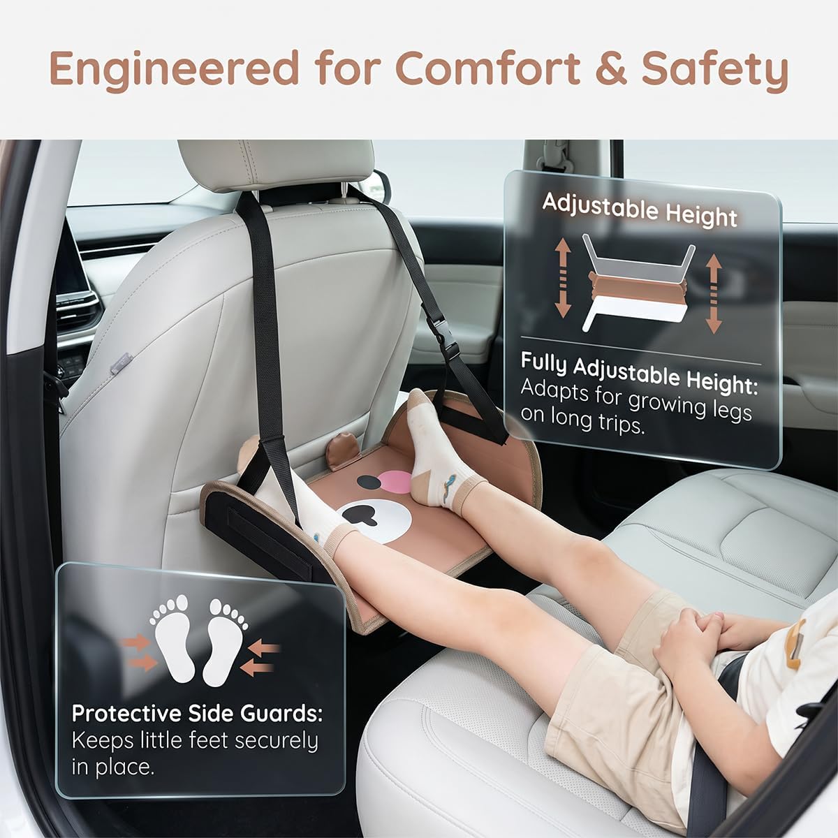 Car Foot Hammock, Adjustable Back Seat Foot Rest, Universal Style A image 2
