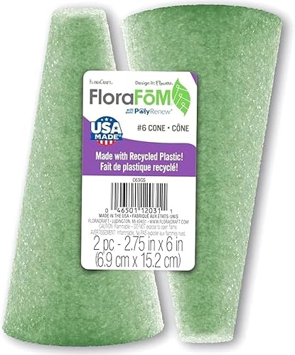 FloraCraft FloraFōM Lot de 2 cônes Vert 6 x 15 cm
