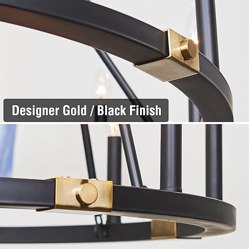 Miniatura 2 de Kira Home Homestead - Lámpara de araña de 41 pulgadas, 20 luces, industrial, rústica, de 2 niveles, con ruedas de vagón, luz redonda para isla de