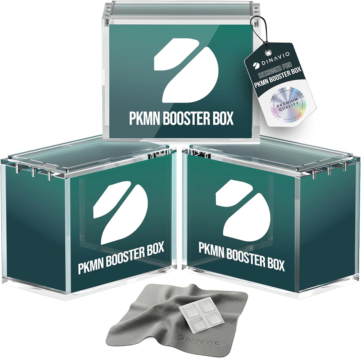 PKMN Booster Box Case Acrylic Display Stackable 3 Pack - 8mm + 5mm Ultra Thick Acrylic - PKMN Booster Box Case Protector - Compatible with PKMN Booster Boxes (3 Pack)