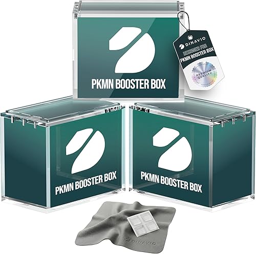 Caja de Booster de PKMN de Acrílico para Display Apilable Paquete de 3 - Acrílico Ultra Grueso de 8mm + 5mm - Protector de Caja de Booster de PKMN -