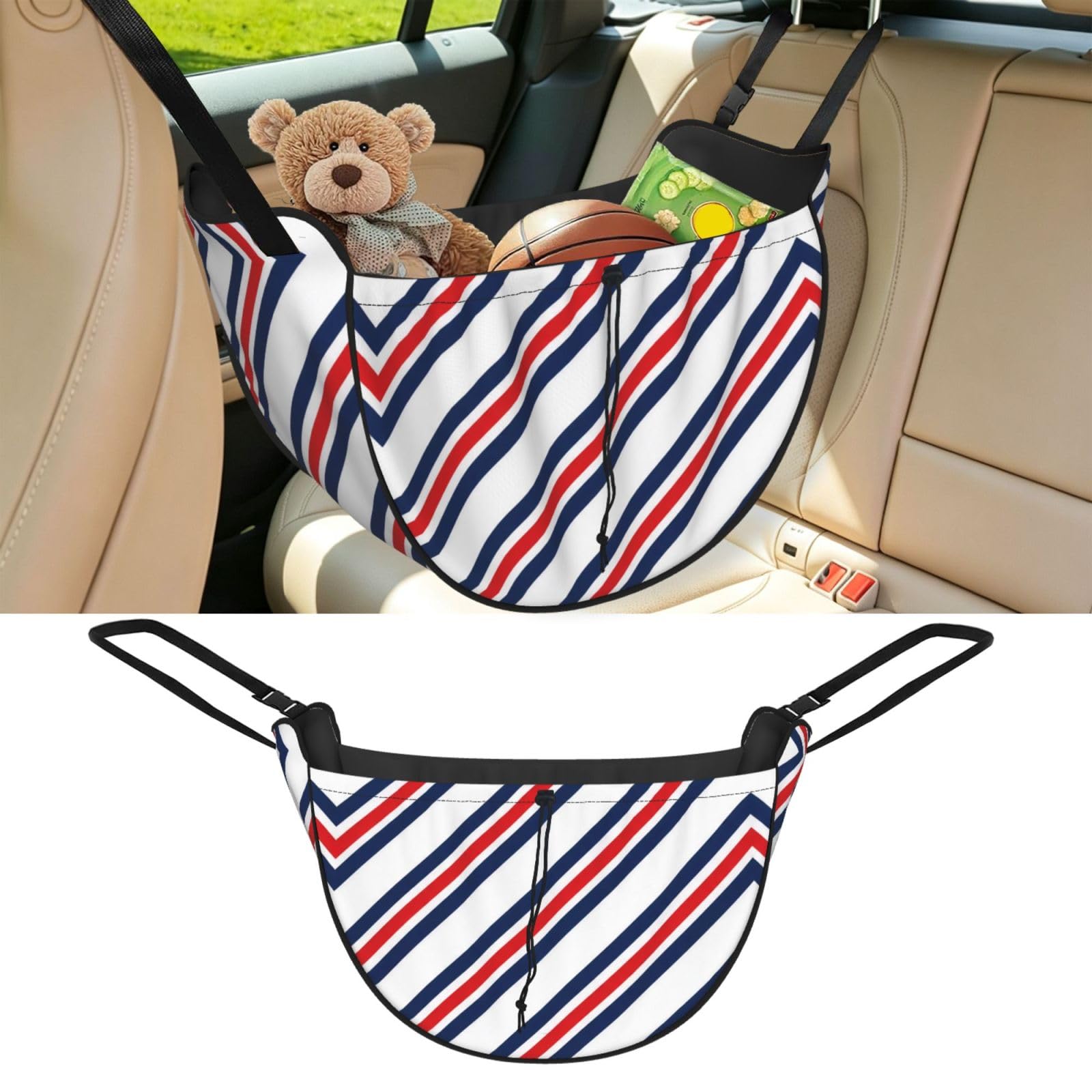 Cntdbu Black Diagonal Stripe Art Car Seat Organizer-Backseat Storage Bag For Travel