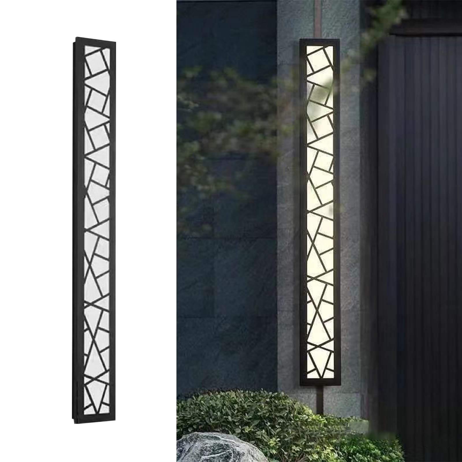 Appliques murales d'extérieur de 80 cm de long, luminaires LED modernes, applique murale rectangulaire noire 30 W, lumière chaude 3000 K, étanche IP65, pour maison, terrasse et jardin.