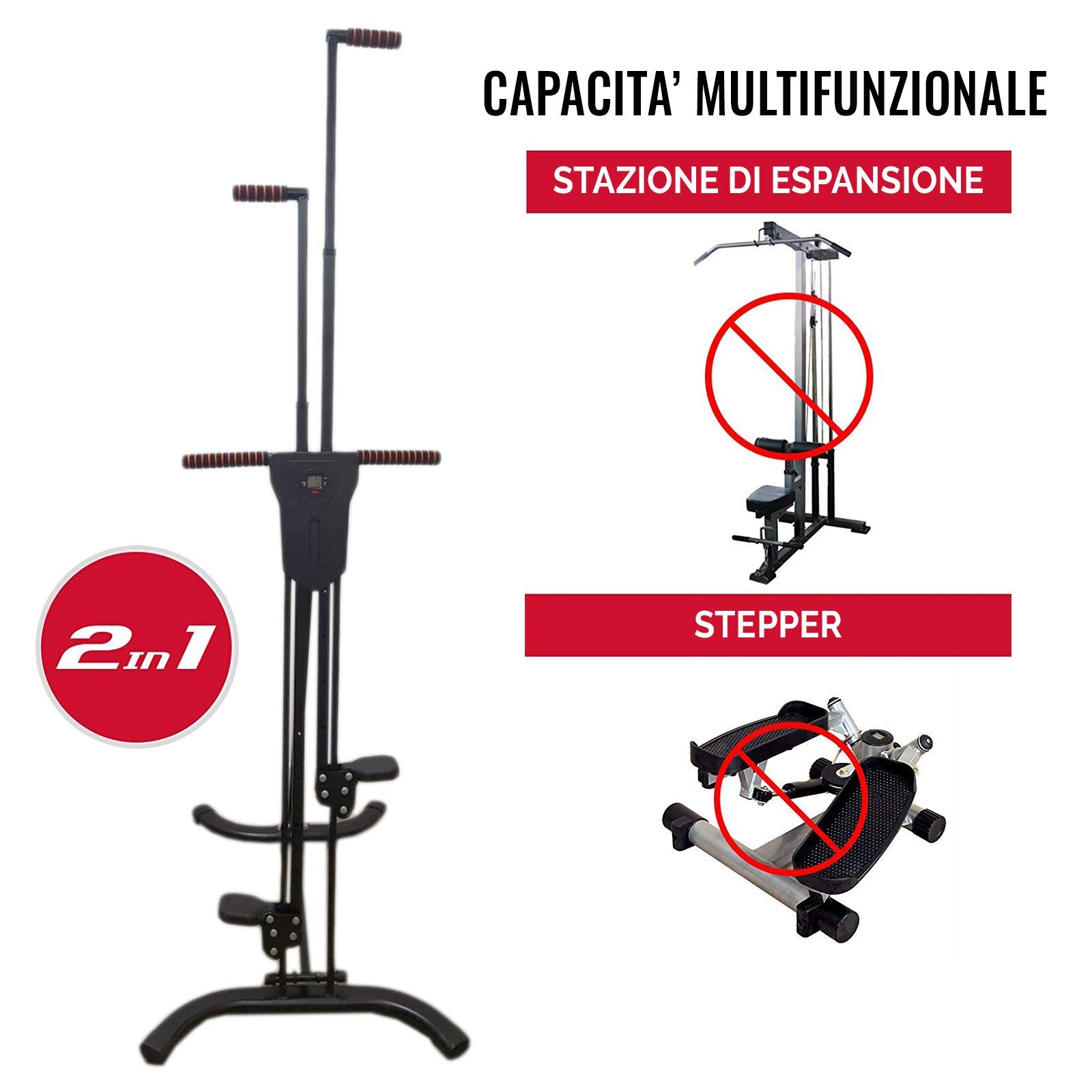 FLMD410N Stepper Climber Alpinista Verticale Macchinario Arrampicata Verticale Workout Esercizi Cardio Palestra Domestica aerobico Allenamento Hiit scalamontagna