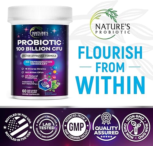 Miniatura 4 de Píldoras probióticas 100 mil millones de prebióticos UFC, probióticos Acidophilus apoya la salud digestiva del sistema inmunológico, apoya el