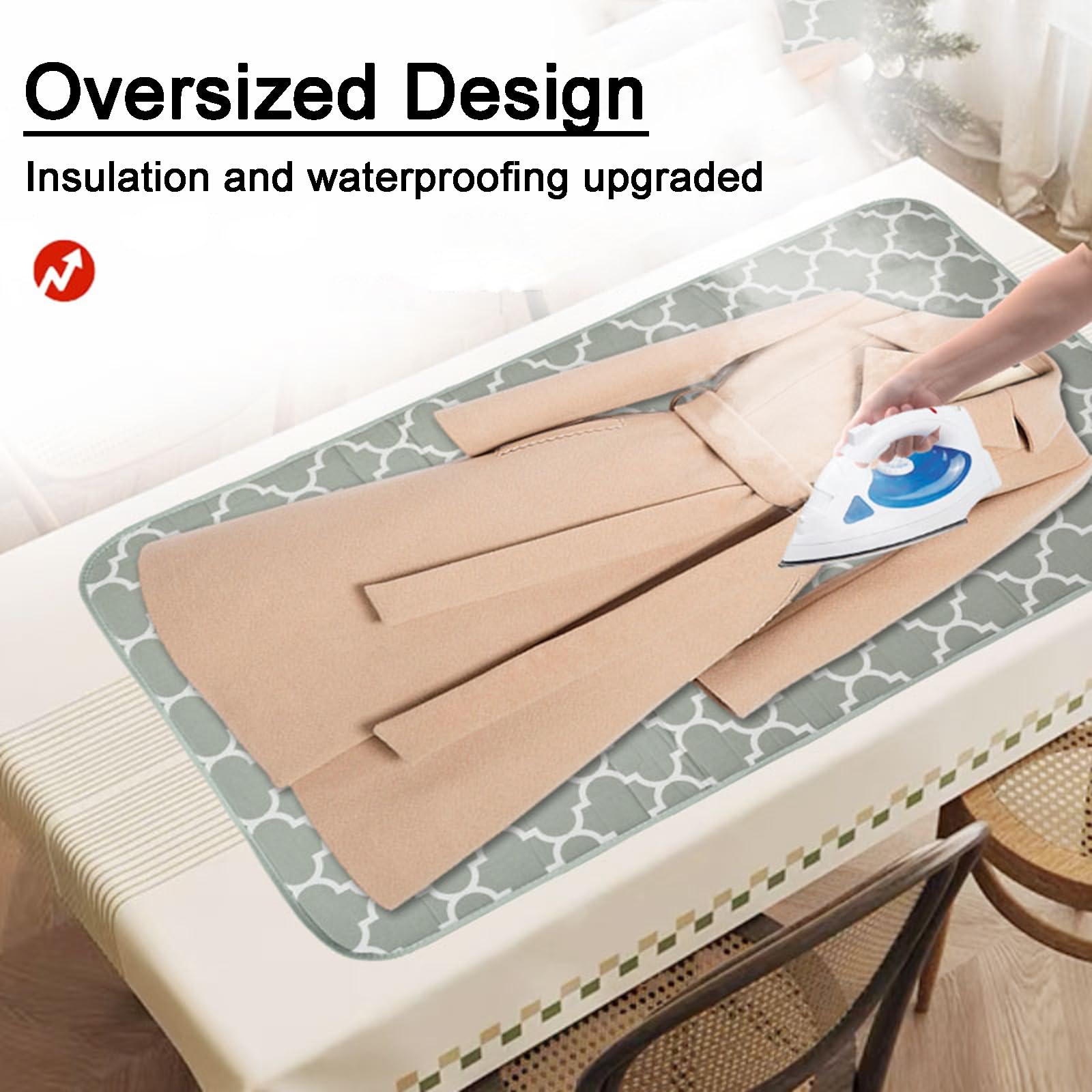 Bügelmatte mit Silikonpolster, Tragbare Bügelunterlage für Tisch mit Innovativem 6-Lagen-Design – Hitzebeständig und Tragbar(Size:47 * 28in/120 * 70cm)