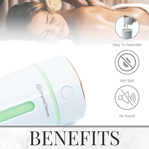 Vista 6 de Humidificador portátil inalámbrico recargable y de viaje con LED de 12.2 fl oz, aromaterapia, silencioso, alimentado por USB, apagado automático