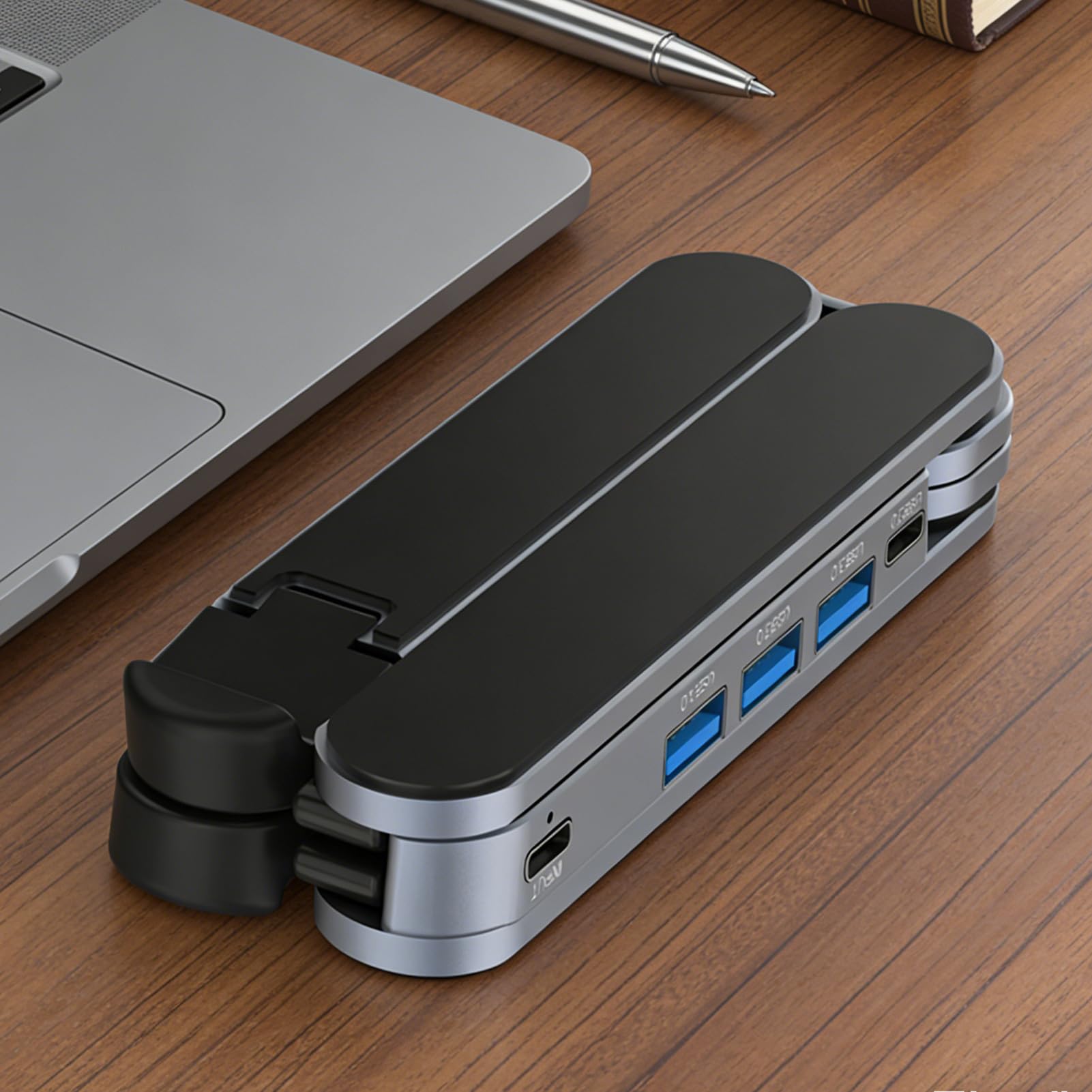 Supporto per notebook - Hub dock in lega, base di dissipazione del calore del flusso d'aria, supporto di espansione 'interfaccia estesa, regolabile in altezza di visualizzazione | Soluzione
