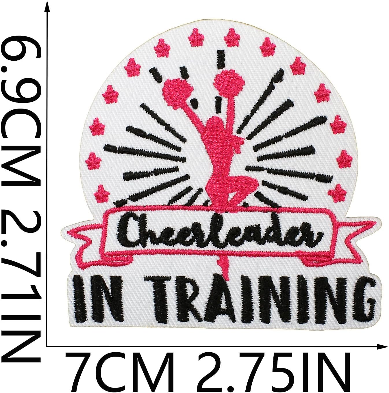 8Pcs Cheerleader Embroidered Applique Patches Iron On Patches Pink and Black Patches for Clothing Jeans Jacket DIY Craft Accessories (8 Pcs Cheerleader Patches Set)