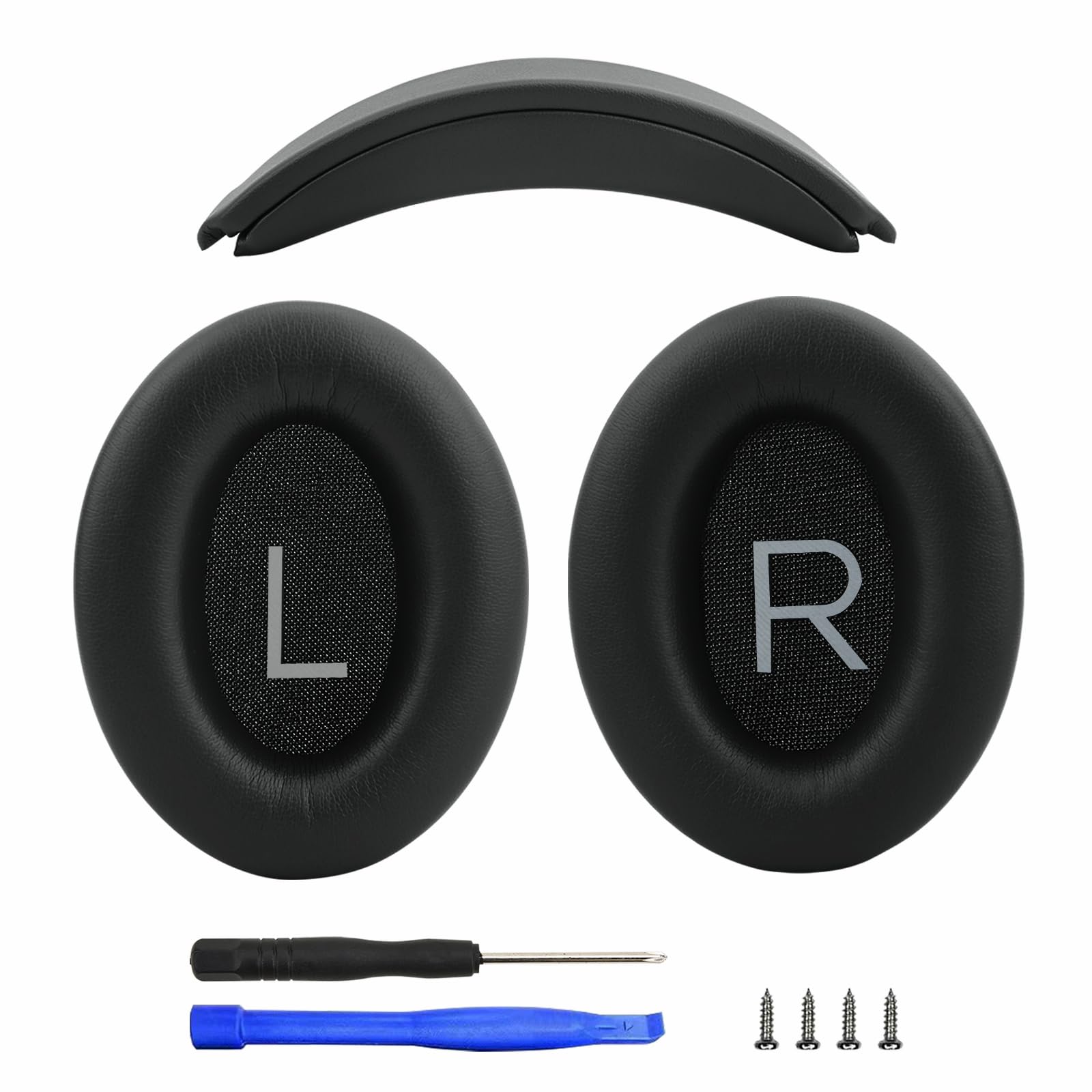 Laselan Replacement Headband Cushion and Earpads for Bose QC35 QC45 Headphones with Noise Isolation Memory Foam (Black)