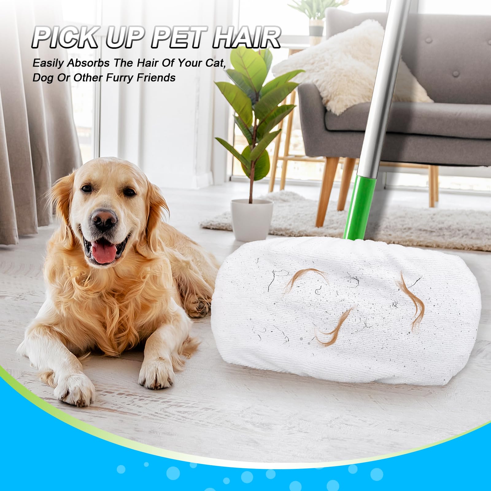 10 Pezzi Panni per Swiffer Lavapavimenti 25,4x11,5cm Kit, Bastone per Swiffer Sweeper Mop Pavimenti Panni per Scopa, Riutilizzabile Lavabil Panni Umidi, per Tutti I Tipi Di Pavimento