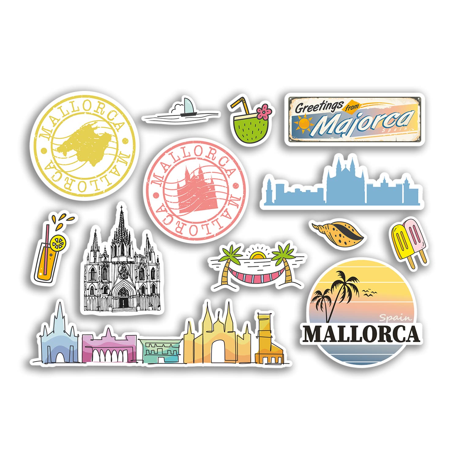 A5 Sticker Sheet Majorca Vinyl Stickers - Mallorca Island Stamp Summer Spain Holiday Travel #78512