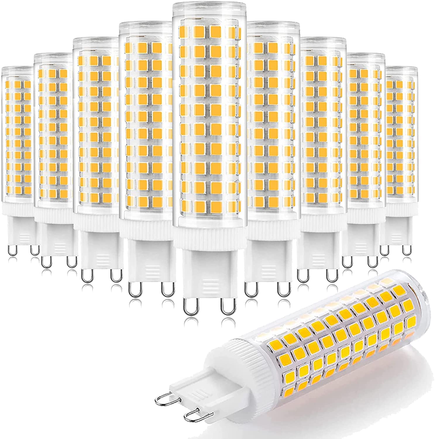 G9 LED Bulbs, 12W (100W Halogen Equivalent) Non Dimmable 1200LM 124 PCS LED lamp Beads AC 220V for Home Lighting, 360 Degree Beam, G9 Bi Pin Base,Cold White,10 Pack