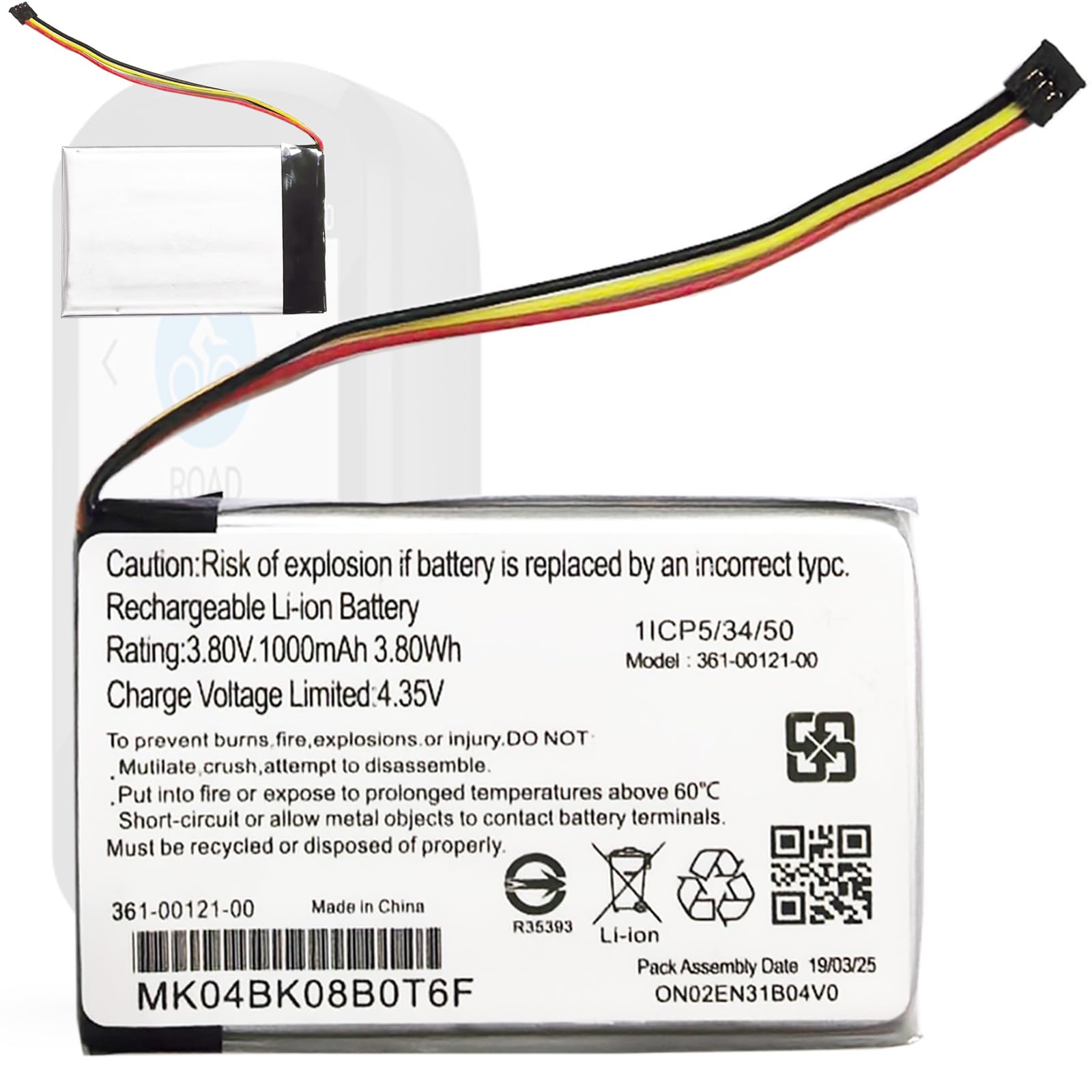 361-00121-00 batería de repuesto 361-00121-00 compatible con Garmin Edge 830, rastreador GPS 530, batería para dispositivos de navegación