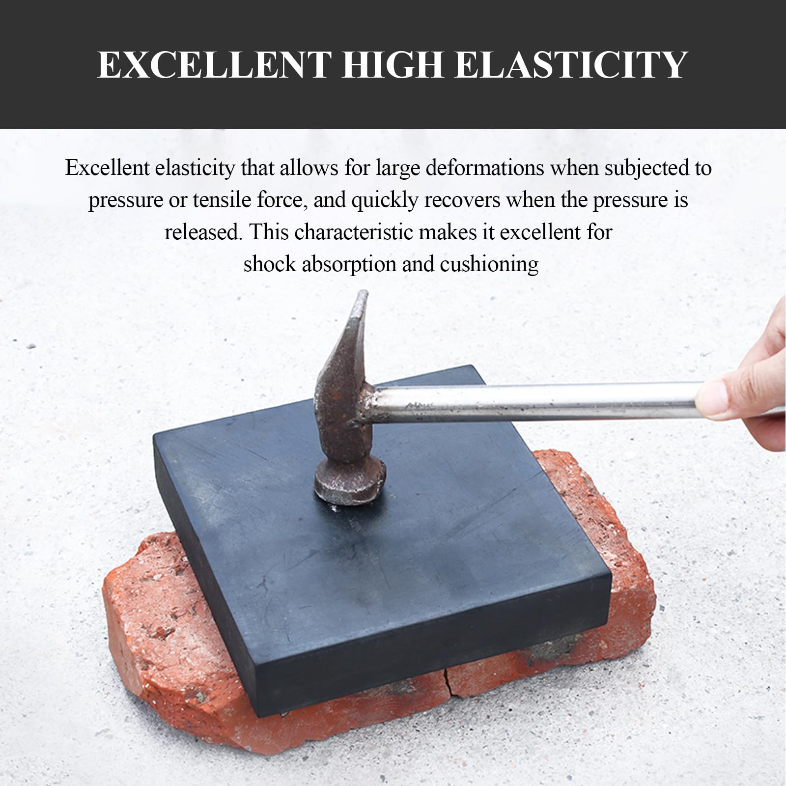 Blok gumowy do stemplowania, 200 × 100 × 60 mm-200 × 100 × 100 mm blok gumowy Podkładki meblowe Kwadratowa podkładka amortyzująca odpowiednia do ciężkiego sprzętu i przemysłu(200x100x100mm)