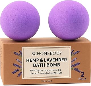 Hemp Oil Bath Bombs | Bath Bomb, 2 Pack Fizzy Spa Gift Natural Hemp Oil Extract and Lavender Essential Oils Bath Gift for Moisturizing Dry Skin, Relaxing, Bubble Bath for Gifts Idea for Men Women