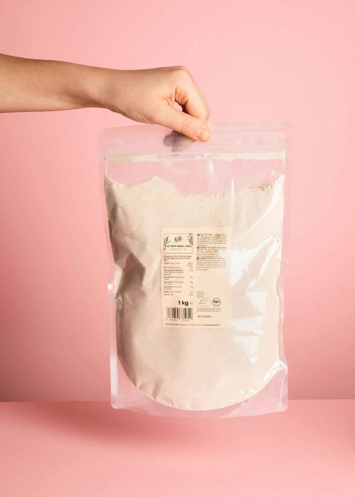 KoRo - Farina di teff bio 1 kg - Proteica - Versatile - Senza glutine - Per torte, biscotti o per addensare salse
