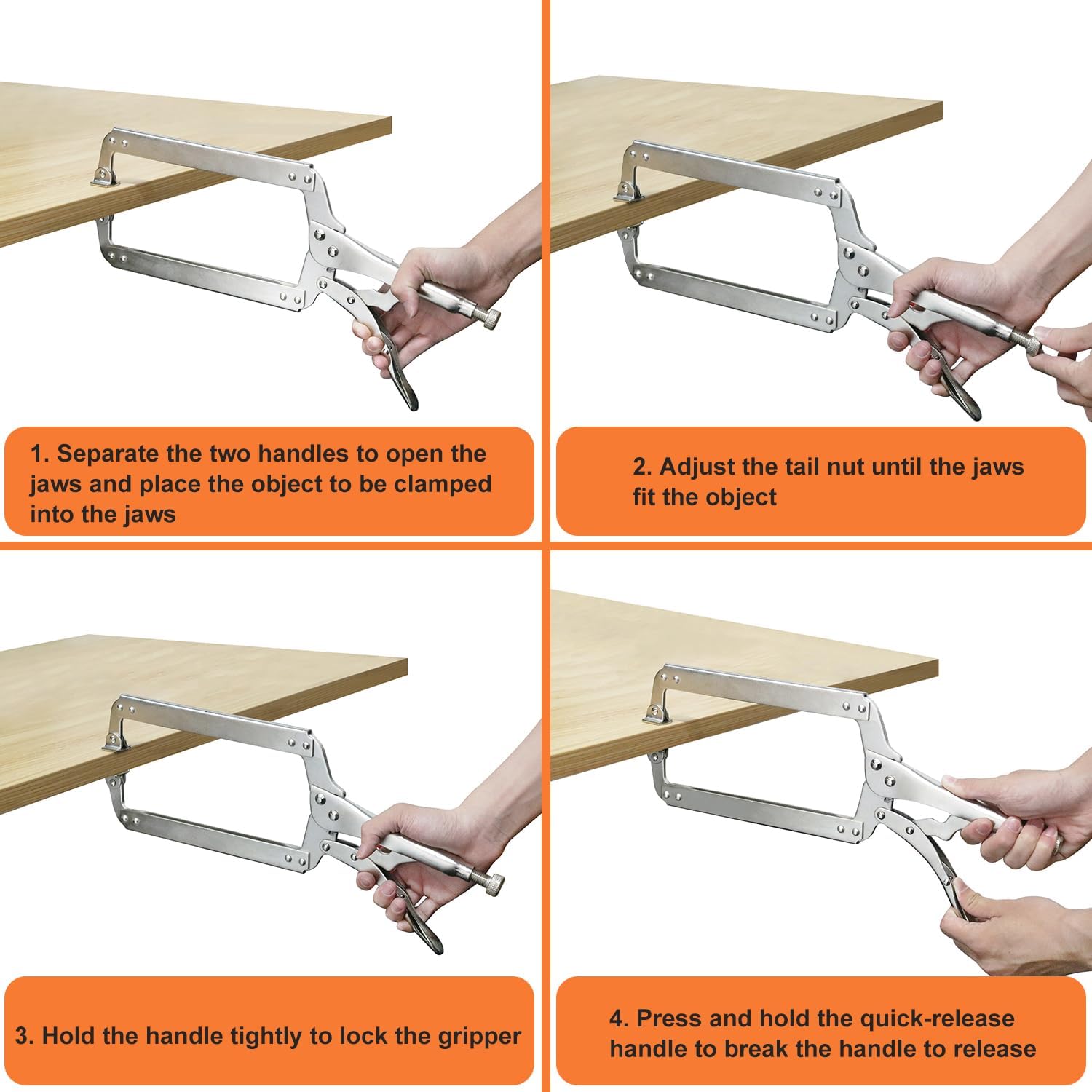 3 Pack 18 Inch C Clamp Locking Pliers,Locking C Clamp, Adjustable Nickel Plated C Pliers For Wood Working, Welding, Electrician Maintenance and more, by GENHAKON