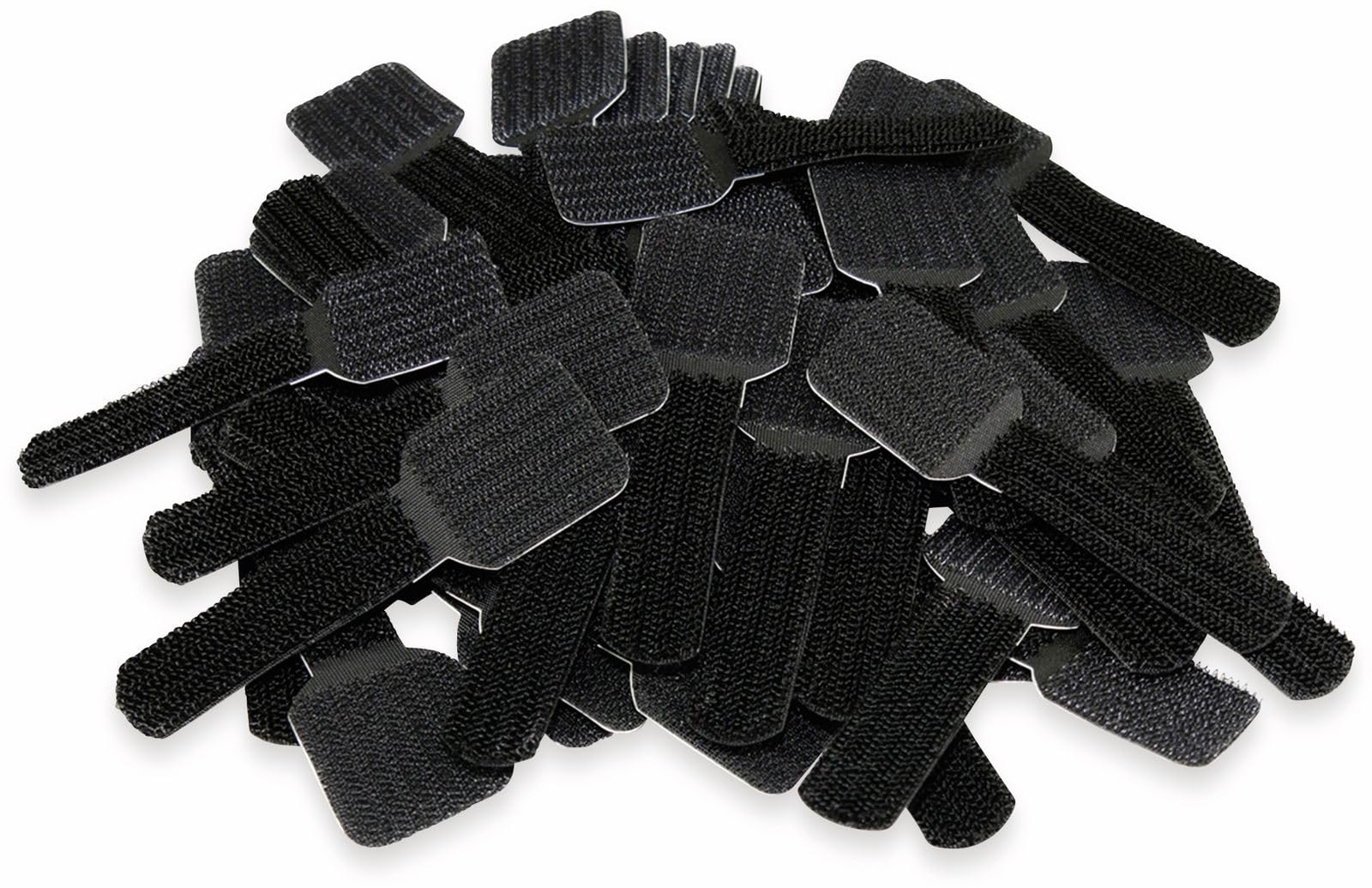 LABEL THE CABLE Self-Adhesive Hook and Loop Cable Holders for Perfect Cable Management - Cable Organisers for Walls & Desks - LTC Wall Straps - Pack of 50 - Black - PRO 3110