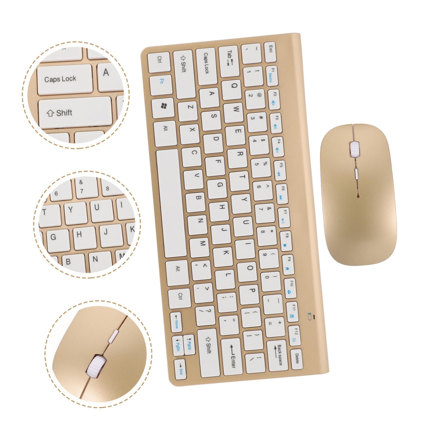 Combo Tastiera e Mouse Wireless Ghz Tastiera Multimediale Led Mouse Compatto Plug and Play Durevole Sospensione Automatica Ricezione Fino Metri