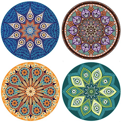 ENKORE Absorbent Coaster For Drinks - 8 Pack Large 4.3" Size Ceramic Thirsty
