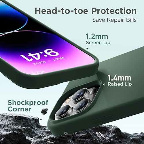 Miniatura 5 de Cordking Funda para iPhone 14 Pro Max, silicona líquida de alta calidad a prueba de golpes para iPhone 14 ProMax con forro de microfibra suave