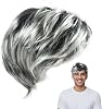 Grandpa Wigs, Fancy Dress old man wig, short Mens Layered Natural Fluffy Synthetic Full Hair Wig Halloween Costume Cosplay Party Hair for Male Daily Use, Halloween Carnival Party Stage Performances