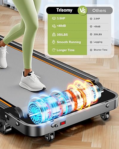 Miniatura 3 de Foldable Treadmill with 10% Incline, 3.5HP Low Noise Walking Pad Treadmill with Handle Bar, Rayspace 4 in 1 Portable Under Desk Treadmills for