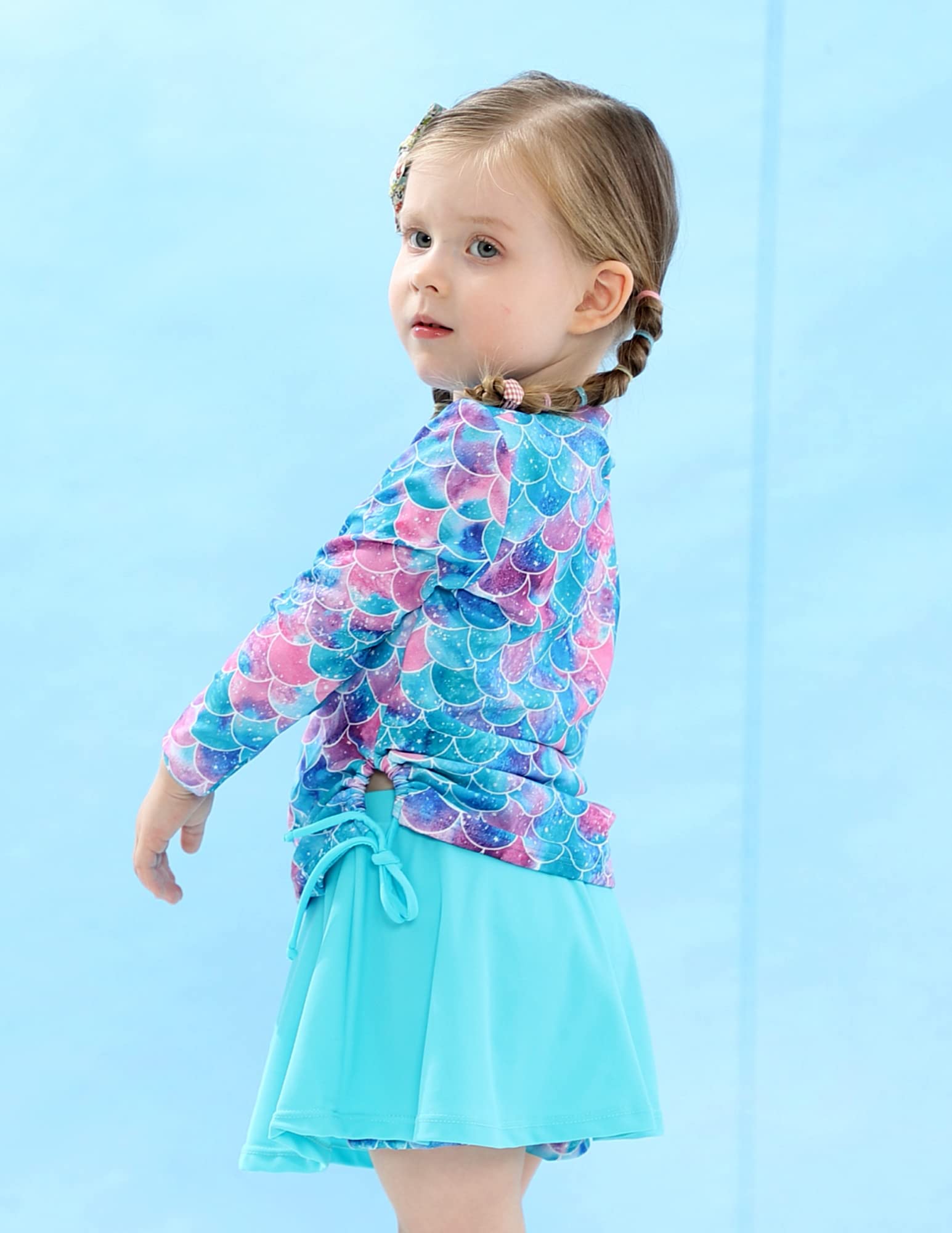 swimsobo Girls Rash Guard Two Pieces Bathing Suit Long Sleeve Swimsuit