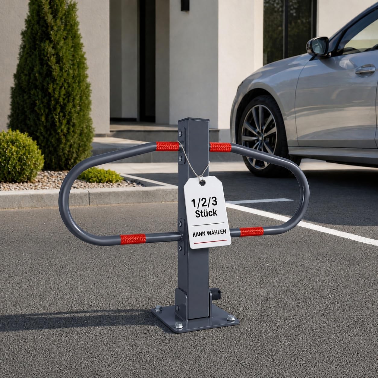 YRHome Klappbar Parkplatzbügel Parkplatzsperre aus verzinktes Stahl Absperrpfosten 51 x 73 x 18 cm mit 4 Schlüssel Sperrbügel Parkbügel Poller abschließbar für PKWs (2 Pfosten)