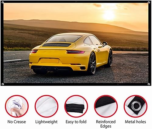 Miniatura 5 de Pissente Portable Projector Screen, 169 Foldable HD Projection Curtain with Punching Holes for Home Theater Outdoor Movie, White Polyester Material