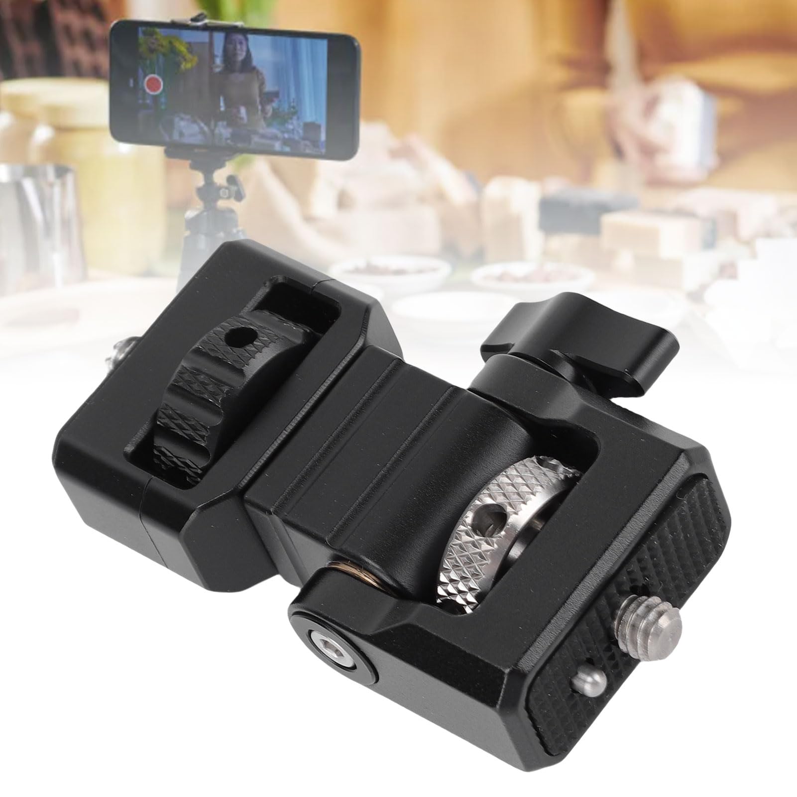 Jectse Support D'écran de Caméra avec Vis de 1/4 Pouces, Support D'écran de Caméra Anti-Torsion pour Cages de Caméra, Pivotant à 360° et Amortissement D'inclinaison Réglable à 180°