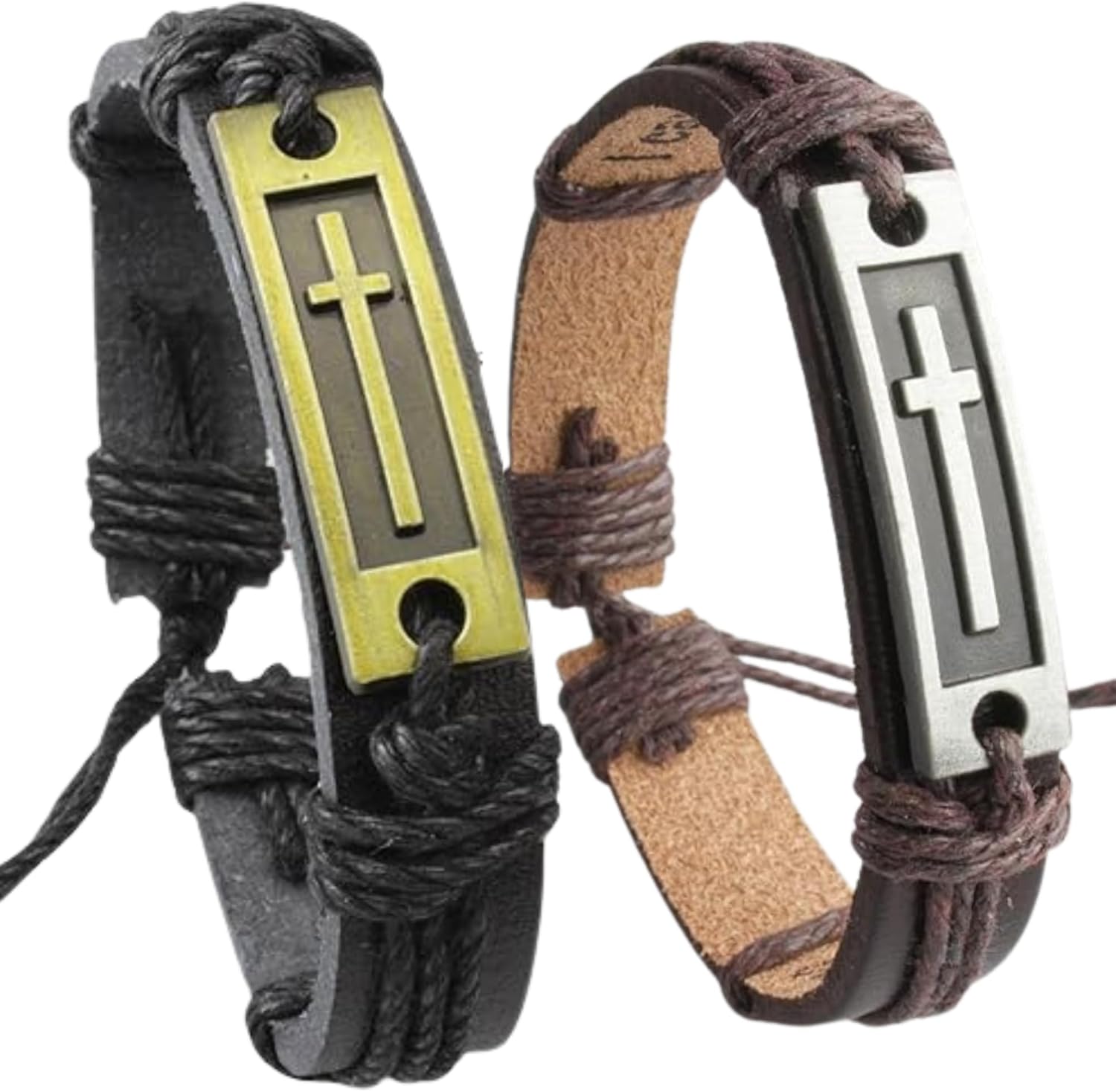 Leather Cross Bracelet for Teen or Men, Christian Jewelry for Teenagers, Baptism & Confirmation Gift