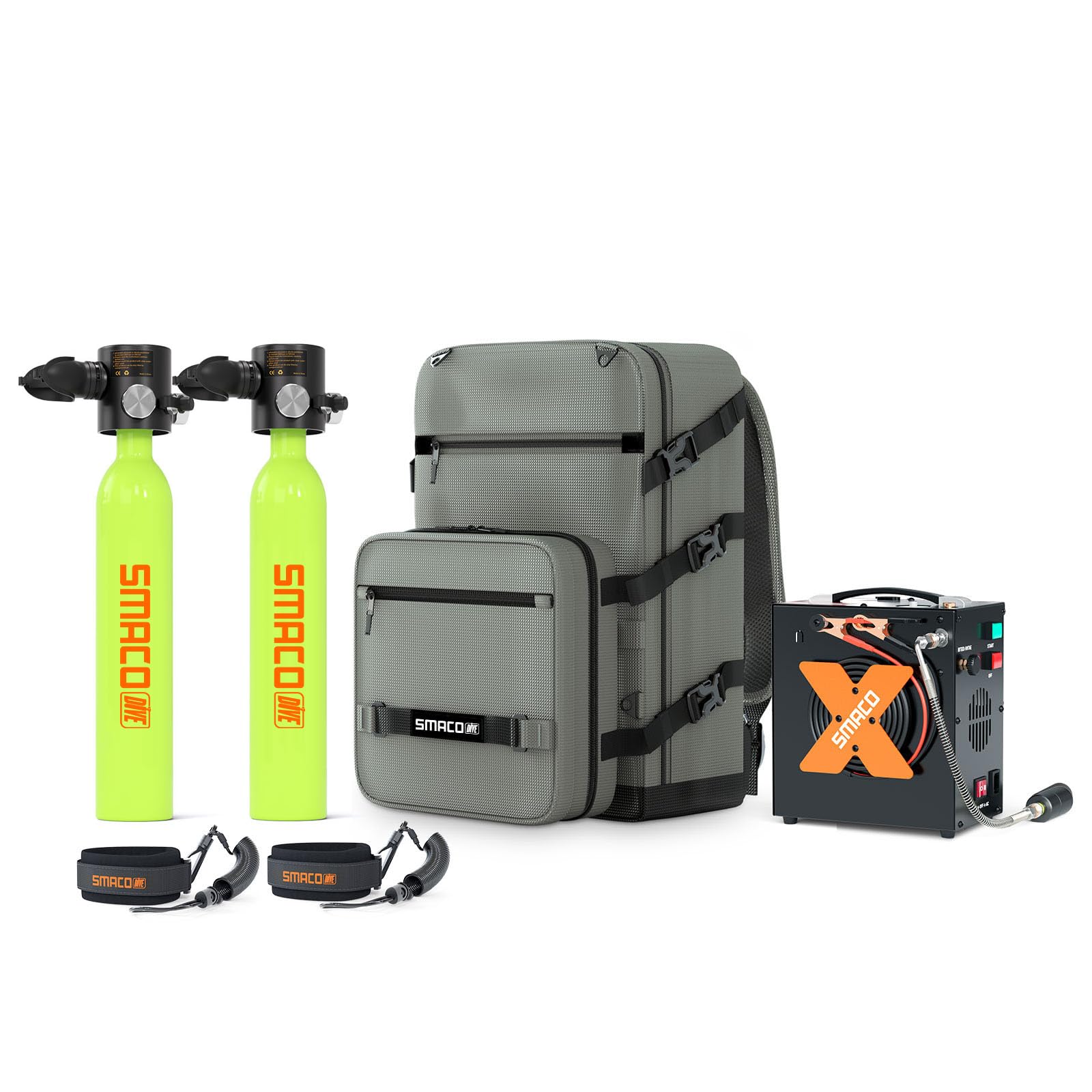 SMACO Mini Bombola Sub 0,5L Bombola Subacquea (2 Pezzi) per Immersioni Portatile Bombole Aria Sub Mini Scuba Tank per Soccorso di Emergenza Pulizia Imbarcazioni Fonte d'Aria di Riserva S300 Plus