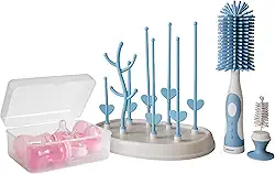 Kit Escorredor de Mamadeira com Tampa + Esterilizador de Mamadeira Micro-ondas + Escova de Silicone – Higiene Completa