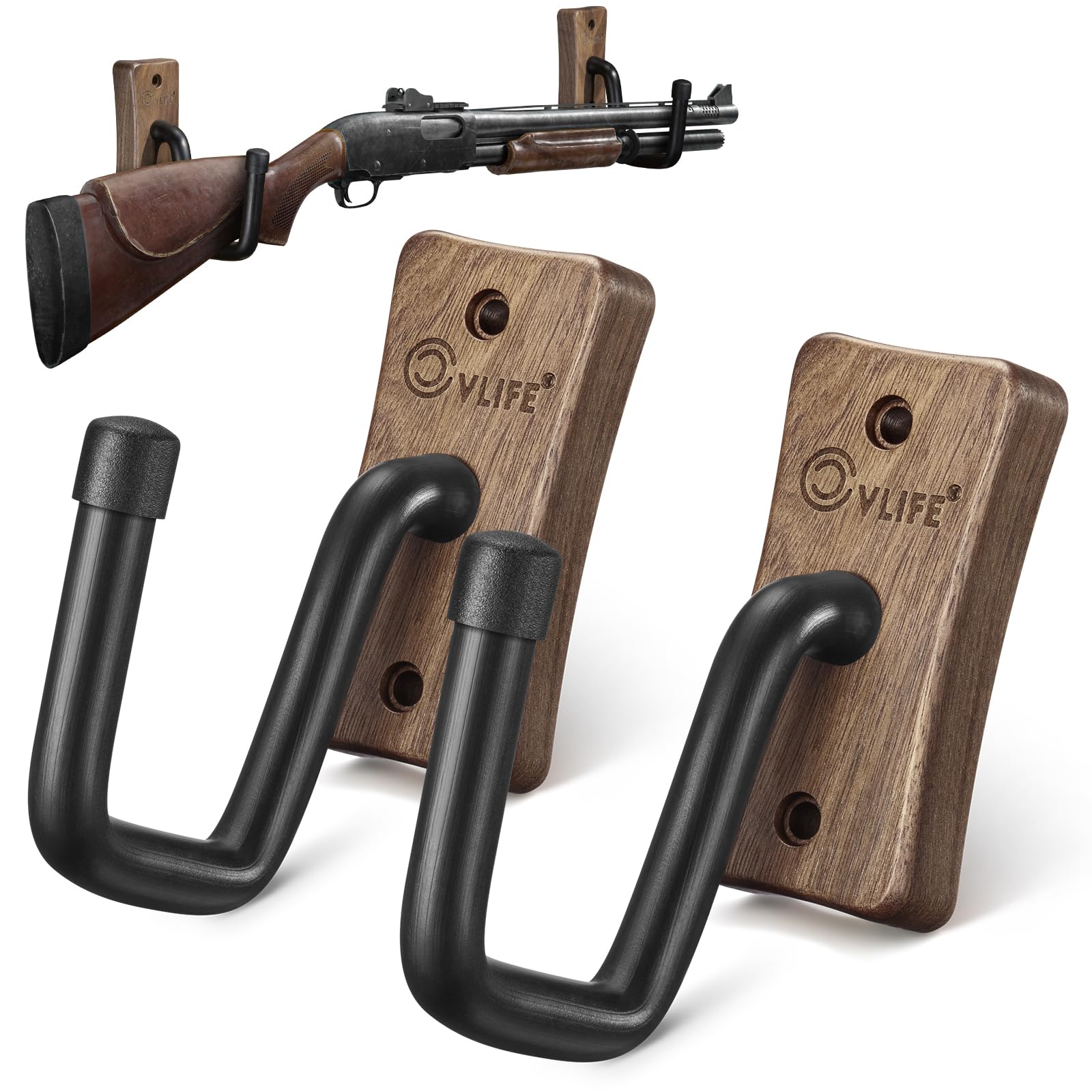 CVLIFE Gun Rack for Wall, Gun Hook Wall Mount, Shotgun Rifle Hanger Holder