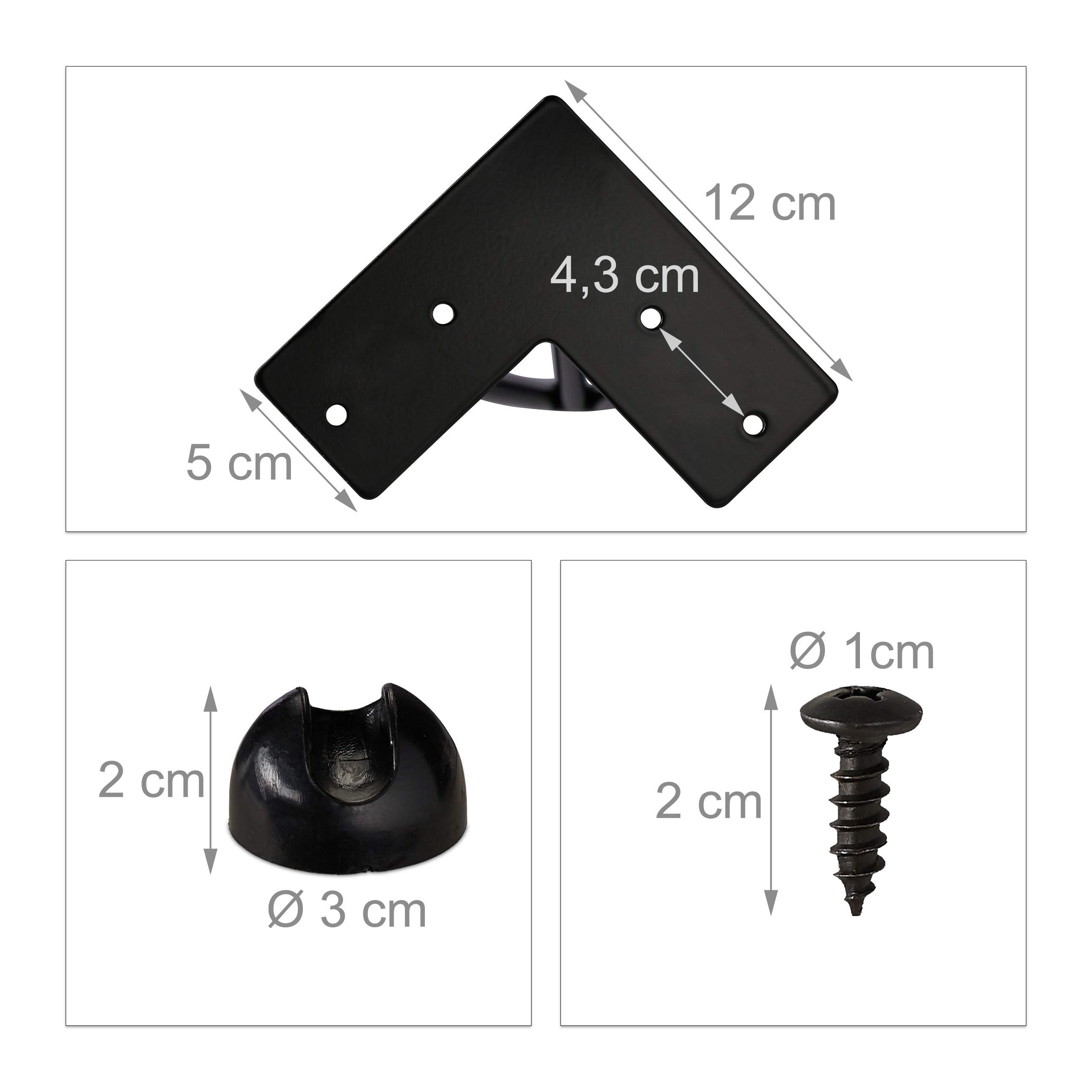 Relaxdays Hairpin Legs, Set da 4, 3 Aste, Metallo, Gamba Tavolo a Forcella, Sgabello Tavolo e Armadio, Alte 30 cm, Nero