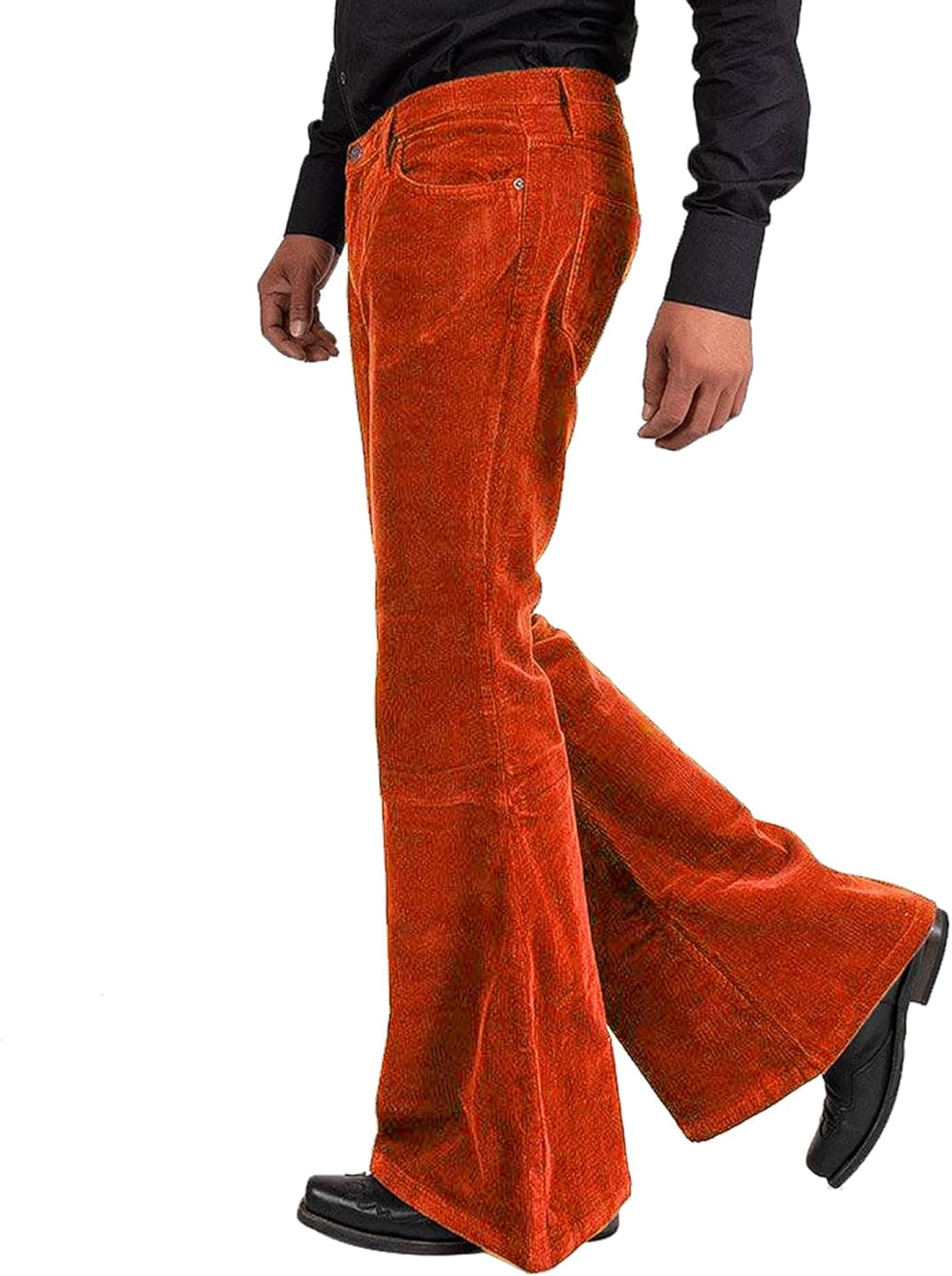 Men's Corduroy Vintage Bell Bottom Pants 70s,Disco Stretchy Flared Pants Fit 60s 70s Outfits for Men,Mens Bell Bottom Jeans. - Image 4